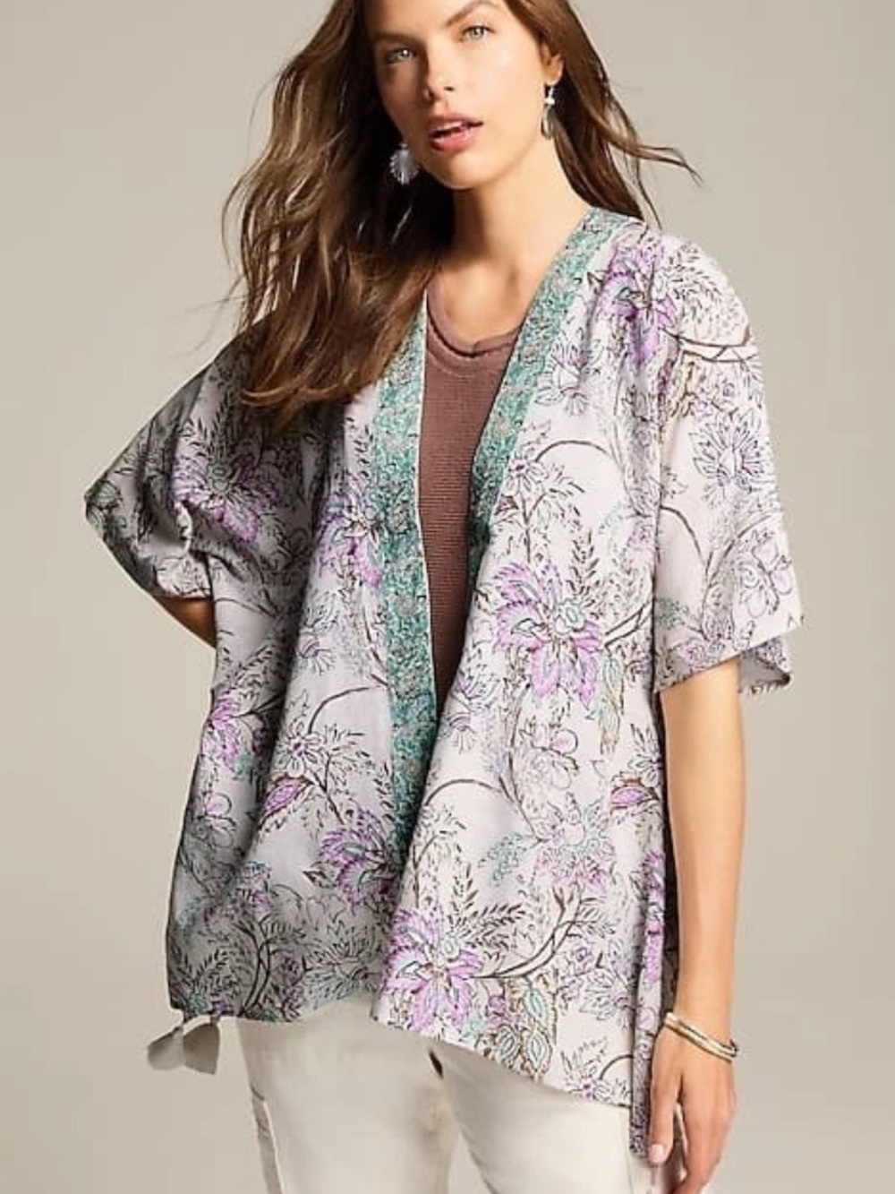 J Jill Botanical Placed-Trim Ruana Size S-L